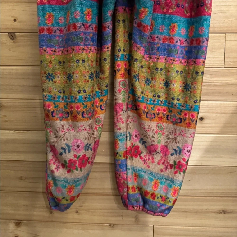 Natural Life Large Colorful Bohemian Fair Isle Print Fleece Zip Up One Piece PJ